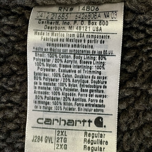 Carhartt Men's Sherpa Sandstone Hooded Jacket J284 - Picture 6 of 7